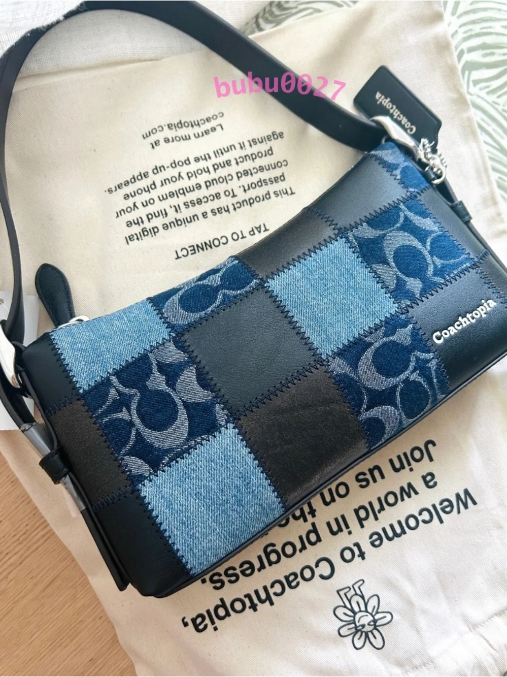 NWT🦋Coach Coachtopia Alter/Ego Small Slouchy Shoulder Bag Denim Black CFI64
